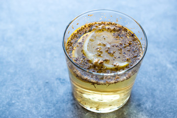 Elderflower Syrup with Lemon and Dried Elderberries