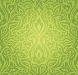 Green Floral vintage wallpaper vector decorative retro design backround