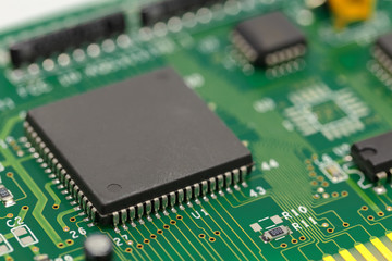 A close up of a computer circuit board