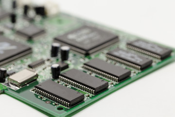 A close up of a computer circuit board