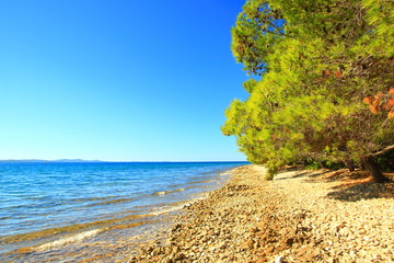 Rocky beach near Zadar, Adriatic sea, Croatia
