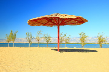 Sandy beach in Nin, near Zadar, touristic destination in Croatia