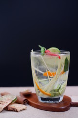 cocktail with ice and lemon