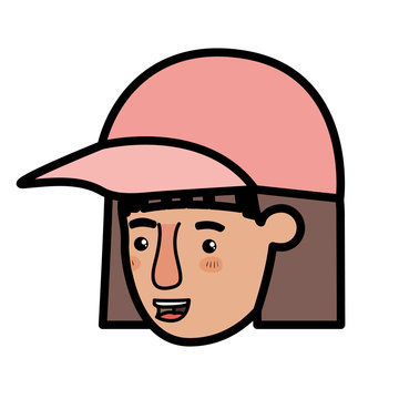 head of woman with cap avatar character