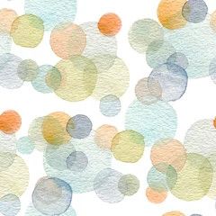 Foto op Plexiglas Abstracte hand getrokken aquarel cirkels naadloze patroon textuur. © lemuana