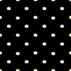 Seamless pattern with autumn maple leaves.  White leaves on black background. Vector illustration