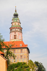 Scenic view of castle tower in Cesky Krumlov, Czech Republic