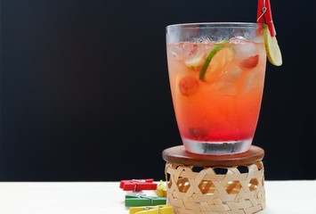 fruit punch mocktail copy space