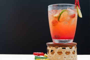 fruit punch mocktail copy space