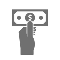 Hand holding dollar bill icon