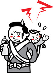 赤ちゃんの世話にイラつくお父さん