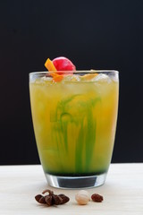 alcoholic orange cocktail copy space