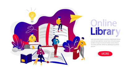 Online library banner for your website illustration