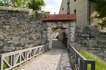 Fototapeta na wymiar Torbogen in Bruchsteinmauer
