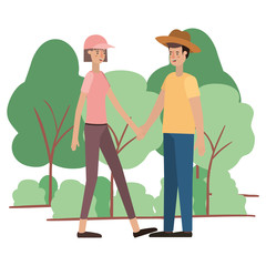 young couple in the landscape avatar character