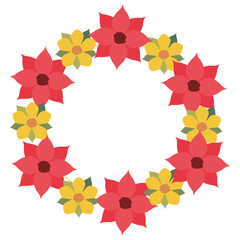 frame of pretty flowers isolated icon