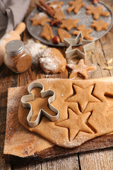 raw dough forms for christmas cookie