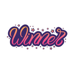 Hand drawn lettering sticker. The inscription: Winner. Perfect design for greeting cards, posters, T-shirts, banners, print invitations.
