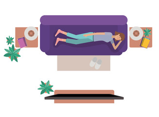 aerial view of woman resting avatar character