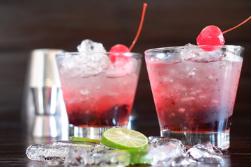 cocktail on wooden table
