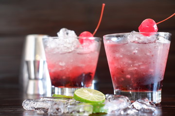 cocktail on wooden table