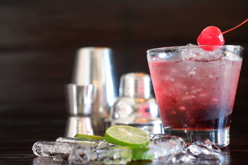 cocktail on wooden table