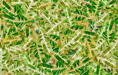 Green bright pattern of croton leaves © ArtDingo