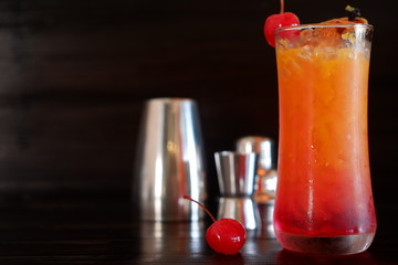 fruit punch mocktail on counter bar