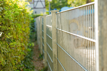 Fototapeta premium Metal fence and natural fencing.