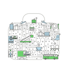 Airport Creative Concept with Thin Line Vector Icons