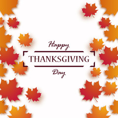 Thanksgiving Day. Happy Thanksgiving holiday design with bright autumn leaves and greeting text