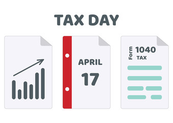 Vector illustration of deadline for Federal income tax returns, 1040 form in the USA.