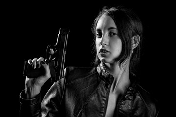 Obraz premium girl with gun