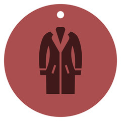 Icon leather coat with trendy casual symbol for shop woman clothes.