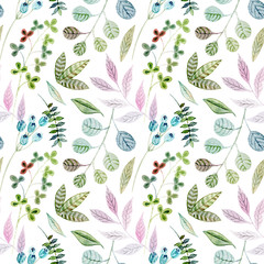 Watercolor floral hand drawn colorful bright seamless pattern