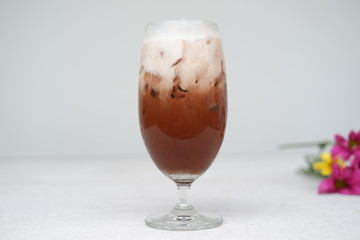 iced coffee with milk copy space