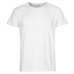 Men cut white t-shirt isolated on white background