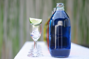 colorful cocktail sherry shop glass and drink background
