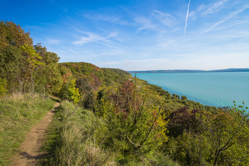 Fototapeta na wymiar Autumn at lake Balaton lake in Hungary