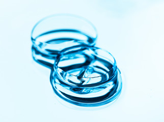 Two contact lenses with reflections