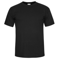 Men cut black t-shirt isolated on white background