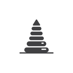 Baby Toy Pyramid vector icon. filled flat sign for mobile concept and web design. Plastic rings pyramid simple solid icon. Symbol, logo illustration. Pixel perfect vector graphics