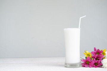 banana milkshake and copy space