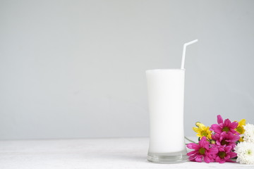 banana milkshake and copy space