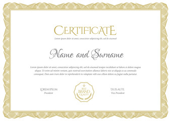 Certificate template. Diploma of modern design or gift certificate.