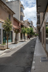 Straße mit Bäumen in Altstadt in Spanien