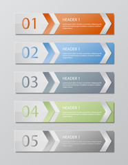 Infographics design template. Business concept with 5 header.