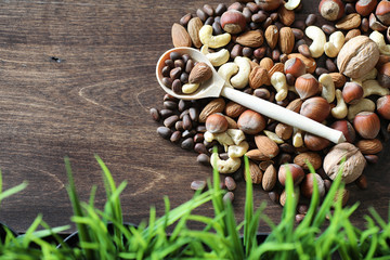tasty nuts on a wooden table
