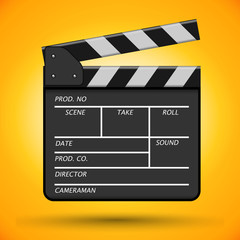 Clapperboard  device for using in cinematography. Vector illustration.