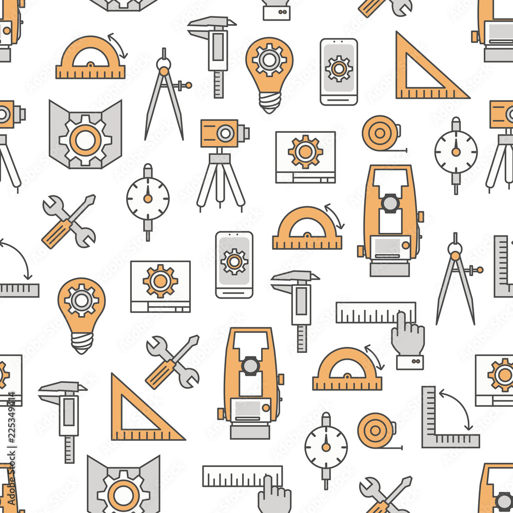 Poster vector thin line art engineer seamless pattern